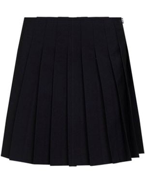 MM6 by Maison Margiela Wool Blend Pleated Mini Skirt - Black