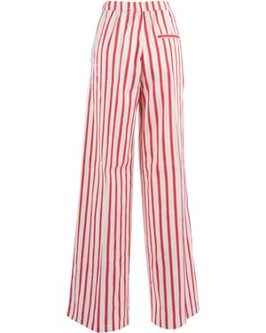 forte_forte Straight-Leg Trousers Contemporary Cotton Stripe Silk Lining - Red