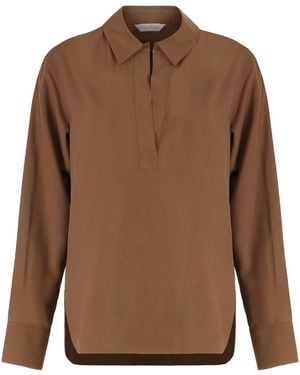 Max Mara Polo Shirt Mirko Silk Blouses - Brown