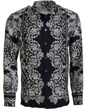 Dolce & Gabbana Silk Floral Baroque Satin Casual Shirt Cotton - Grey