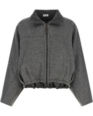 Brunello Cucinelli Virgin Wool Full-Length Jacket Clothing - Gray