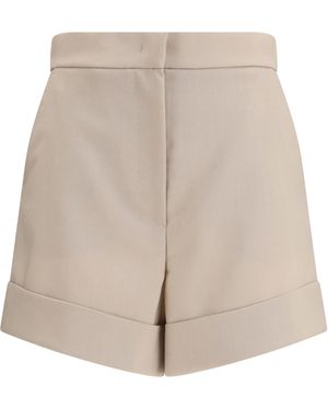Max Mara Mohair And Silk Canvas Shorts Fleece Wool; Mohair; Bermuda - Natural