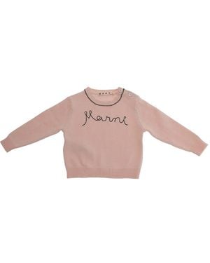 Marni Crew Neck Sweater Cotton Tops - Pink