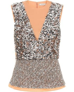 Rabanne Sequin Peplum Tank Top - Gray