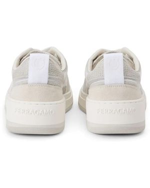 Ferragamo Mesh Suede Lace-Up Trainers 030561769866 - White