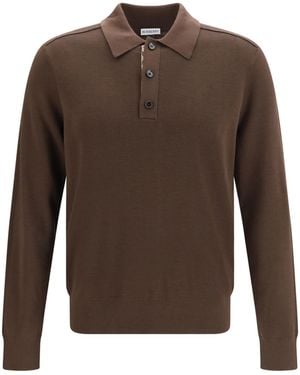 Burberry Long-Sleeve Wool Polo Merino Ovis Aries Jumper - Brown