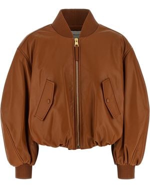 Givenchy Cropped Bomber Jacket Lamb Leather (Ovis Aries) Down Jacket, Parka, Casual - Brown