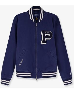 Polo Ralph Lauren Cotton Bomber With Logo Patch - Blue