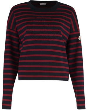 Moncler Crew-Neck Virgin Wool Sweater - Red