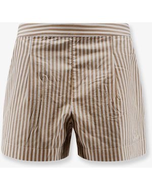 MC2 Saint Barth Amani Cotton Bermuda Shorts With Striped Pattern - Natural