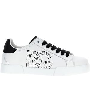 Dolce & Gabbana Portofino Leather Low-Top Trainers - White