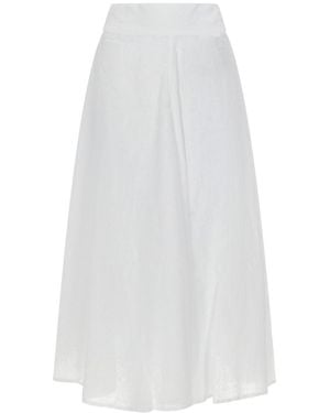 120% Lino Skirt Linen - White