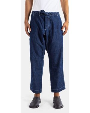 Casey Casey Tie Me Up Raw Denim Trousers - Blue