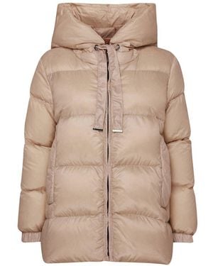 Max Mara Natural-Colored Water-Repellent Canvas Seia Short Hooded Down Jacket