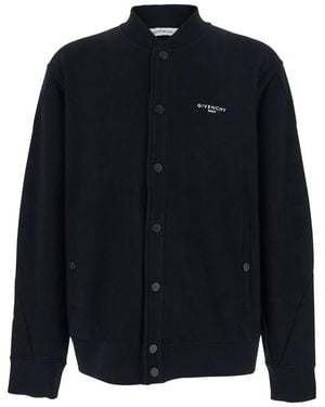 Givenchy Varsity Jacket With Bomber Collar And Logo Lettering On The Front - Blue