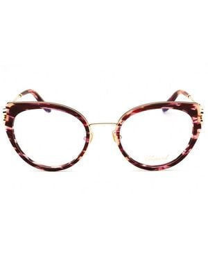 Chopard Eyeglasses Cat Eye Full Rim, Shiny Streaked Burgundy Frame And Clear Demo Lenses Lens Vch367V01G2 - Brown