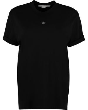 Stella McCartney Embroidered Star Cotton T-Shirt Organic Cotton; Viscose T-Shirts & Jerseys - Black