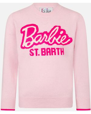 MC2 Saint Barth Girl Crewneck Jumper With Barbie Logo Jacquard - Pink