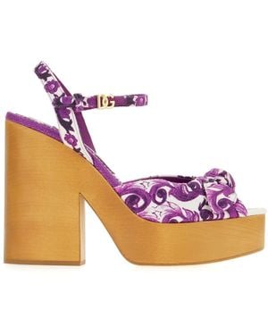 Dolce & Gabbana Embroidered Fabric Sandals - Pink