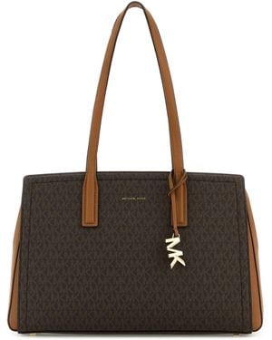 Michael Kors Printed Canvas Medium Laila Shopping Bag - Black
