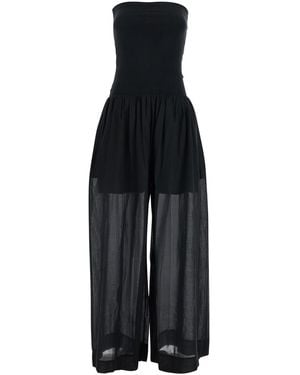 Jucca Jumpsuit With Long Sleeves And Back Zip Closure - Black