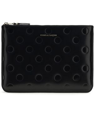 Comme des Garçons Embossed Polka-Dot Pouch Calf Leather Bos Taurus Wallet - Black