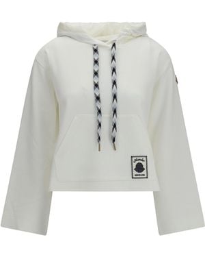 Moncler Cotton Blend Hoodie Cotton; Polyamide Sweatshirts - White