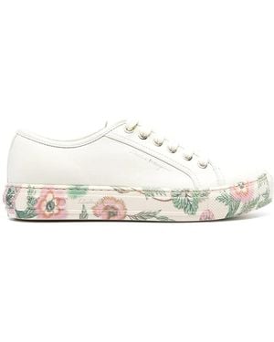 Ferragamo Ferragamo Floral-Trim Low-Top Sneakers - White