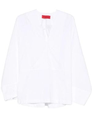 Thelatest Dana V-Neck Blouse - White