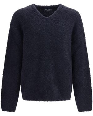 Dolce & Gabbana Alpaca Blend Pullover Sweater - Blue