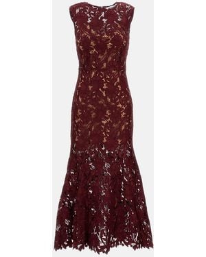Self-Portrait Burgundy Guipure Lace Midi Dress - Purple