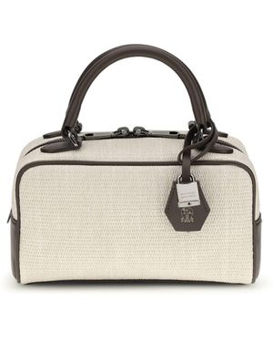 Brunello Cucinelli Small Boston Explorer Handbag - Natural