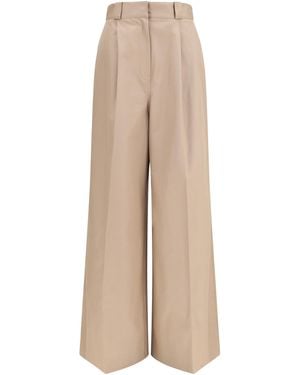 Balenciaga High-Waisted Trousers Cotton - Natural
