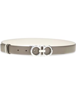 Ferragamo Reversible And Adjustable Gancini Belt - White
