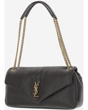 Saint Laurent Calypso Medium Leather Bag Lambskin Shoulder - Black