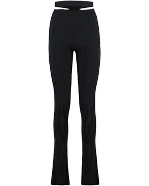 ANDREADAMO Ribbed Knit Flared Pants Viscose - Blue