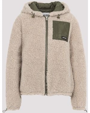 Miu Miu Wool Blouson Jacket - Natural