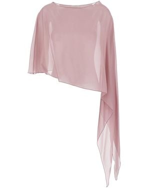 Antonelli Melon Stole With Boat Neck And Asymmetrical Design - Pink