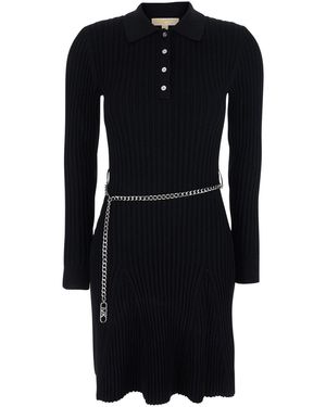 MICHAEL Michael Kors Flared Dress With Polo Collar, Viscose - Black
