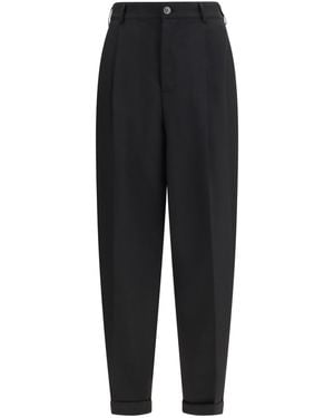 Marni Pleated Trousers With An Elasticated Waistband Fleece Wool - Black