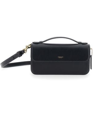 COACH Elora Crossbody Bag With Adjustable And Removable Strap Leather For - Black