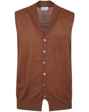 Ballantyne V Neck Gilet - Brown