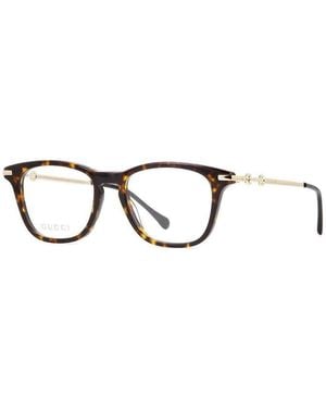 Gucci Eyeglasses Square Full Rim, Havana- Frame And Clear Demo Lens Gg0919O002 Sunglasses - Metallic