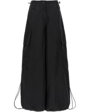 Palm Angels Wide-Leg Nylon Parachute Trousers With Adjustable Cuffs - Black