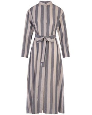 Max Mara Rima Dress With And Light Stripes - Gray