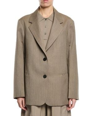 Studio Nicholson Notched Lapel Tailored Blazer Jacket - Natural