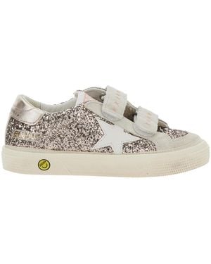 Golden Goose Glittered Low Top Trainers With Star Patch Polyethylene Terephthalate Trainers - White