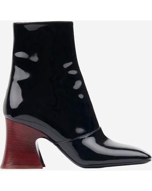 Chloé Janis Ankle Boots With Glossy Leather Heel - Black