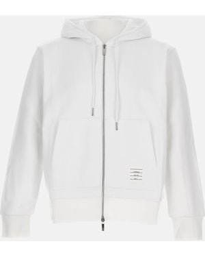 Thom Browne Hoodie Zip-Up Pullover - White