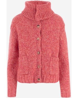 arch4 Cashmere Cardigan With Ribbed Collar Sweater - Pink